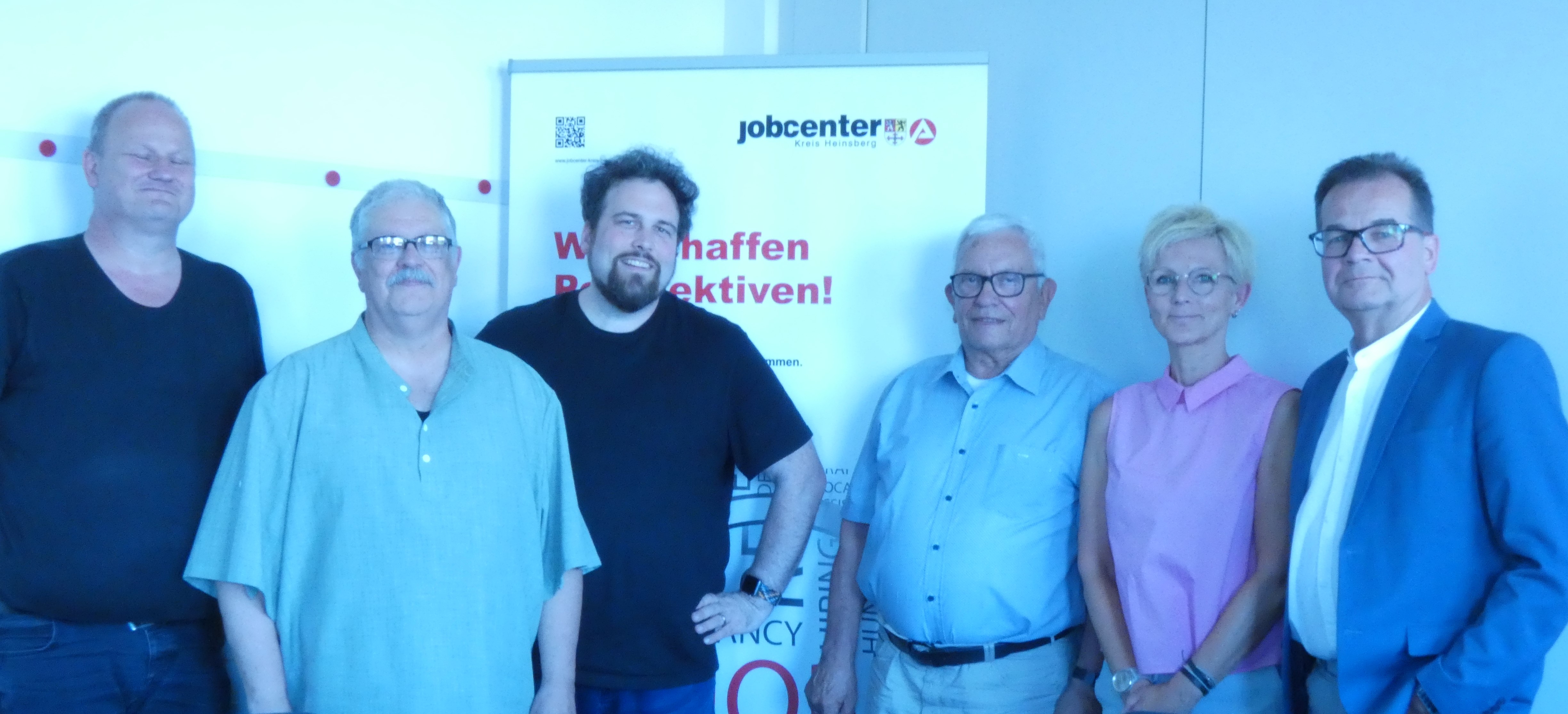 Die CDA-Vertreter Michael Kutz, Heino Hamel, Steven McLarren, Dietmar Lux trafen Nicole Kittner und Harald Heffels vom Jobcenter. �Foto: CDA KV Heinsberg